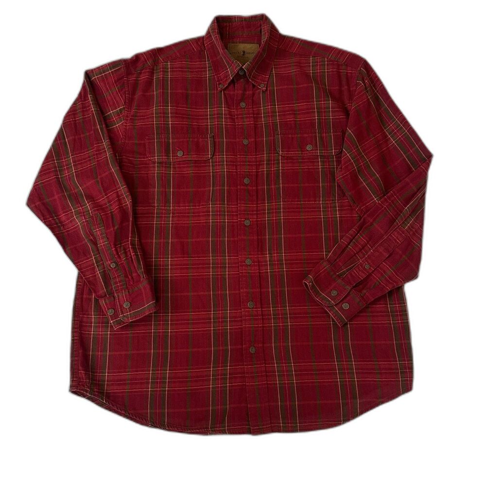 Duck Head Men's Size L/G Plaid Red Black 100% cotton Long Sleeve Shirt